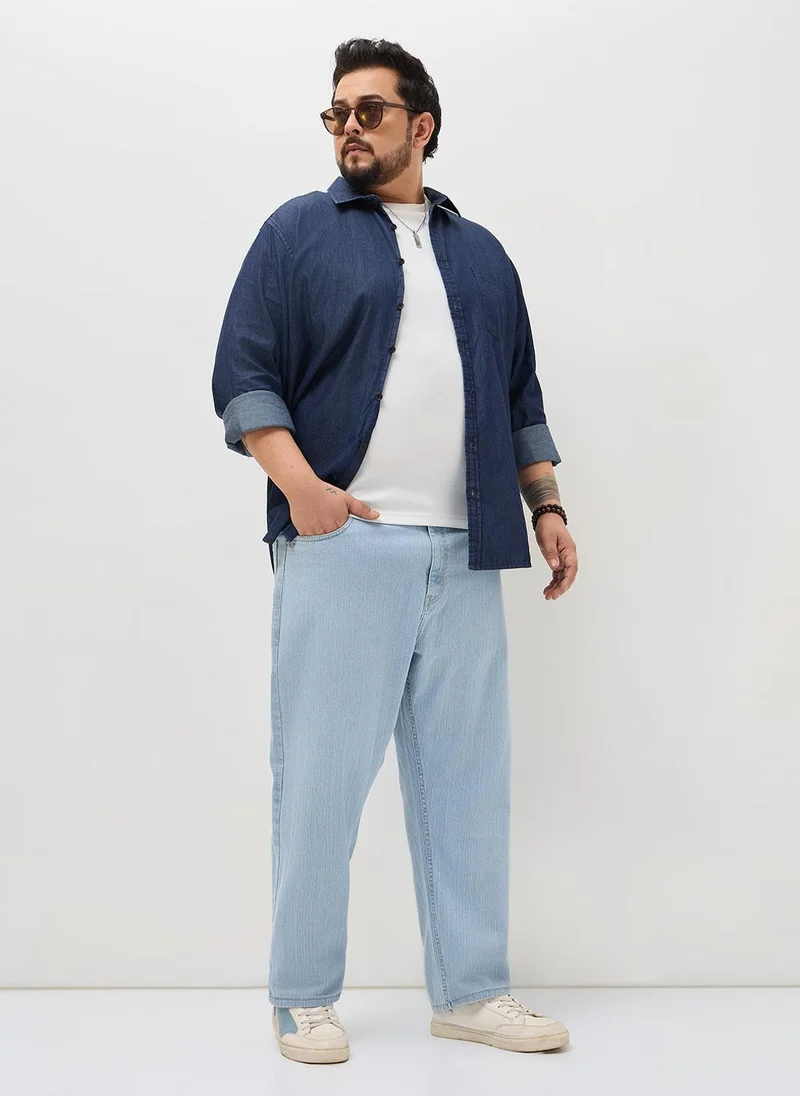 Urbano Fashion  Urbano Plus Men's Ice Blue Straight Fit Washed Denim Jeans Stretchable for Men | Best Price UAE